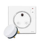 فيش كهرباء مع مكباس بالمكيف بمفتاح ثنائى القطب ولمبة اشارة 15 أمبير الفنار موديل غرناطة المقاس  7x7 اللون أبيض بحلقة كروم